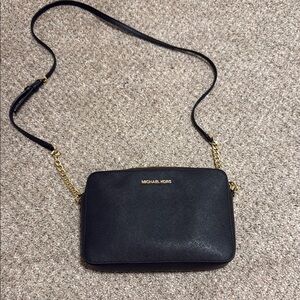 Michael Kors Black Crossbody Bag with Gold Accents